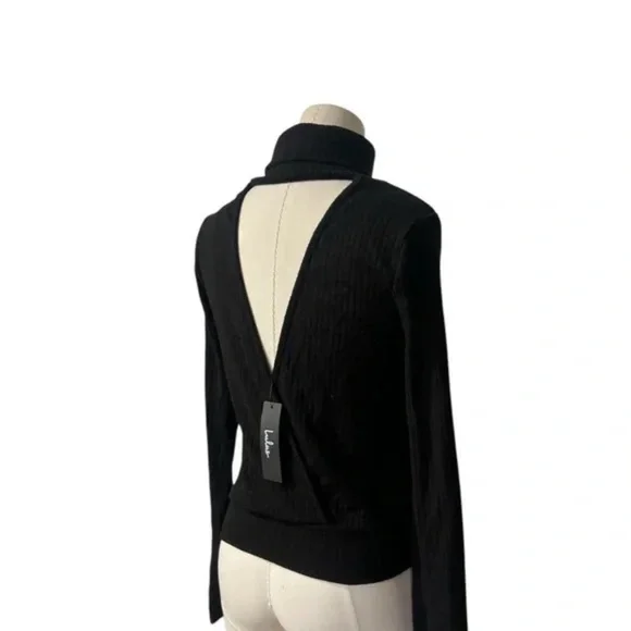 NWT Black Turtleneck Open Back Sweater in XS - Picture 5 of 9